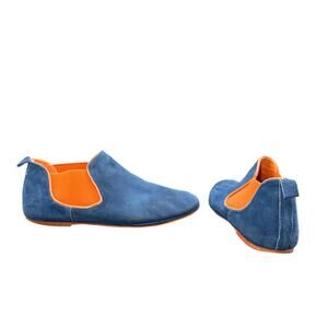 Sundance Italy Blue Suede Chelsea Loafers Orange Gore EU 40 US 9-9.5